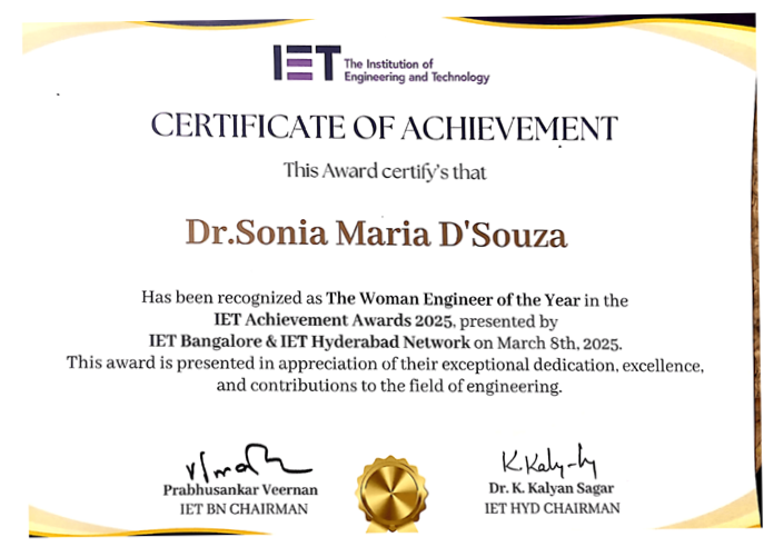 Dr sonia Maria d'souza certificate of achievement
